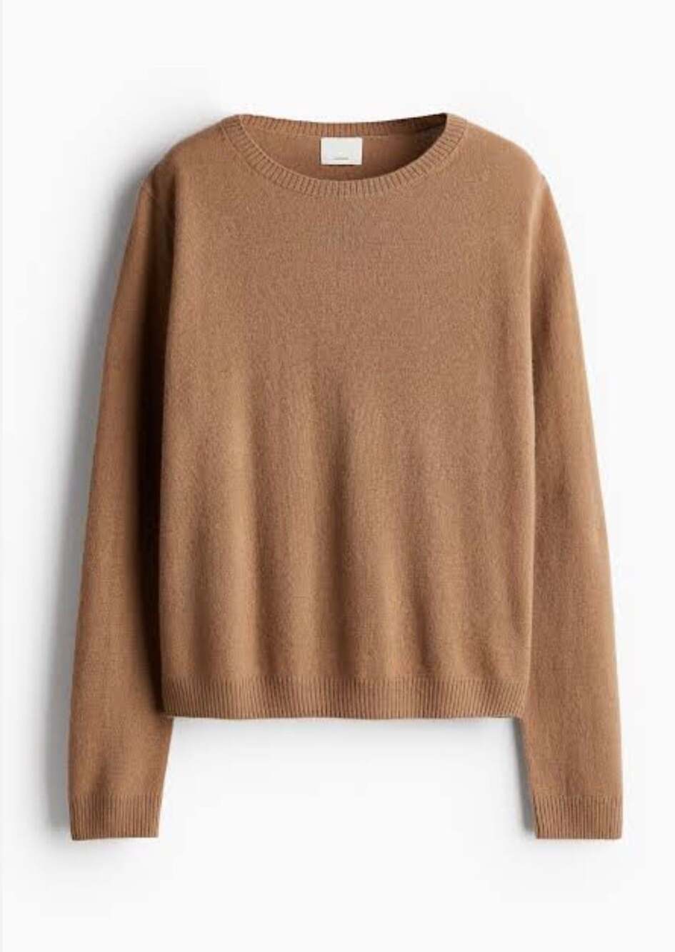 H&M Women's Dark Beige Fine-Knit Cashmere Crewneck Sweater Size M